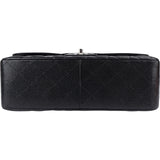 Chanel Quilted Caviar Leather Palladium Jumbo Double Flap Crossbody Bag