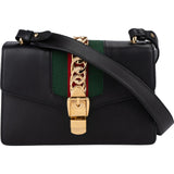 Gucci Black Leather Medium Sylvie Shoulder Bag