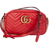 Gucci Chevron Leather GG Marmont Medium Crossbody Bag