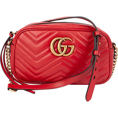 Gucci Chevron Leather GG Marmont Medium Crossbody Bag