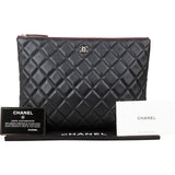 Chanel Black Quilted Lambskin CC Clutch