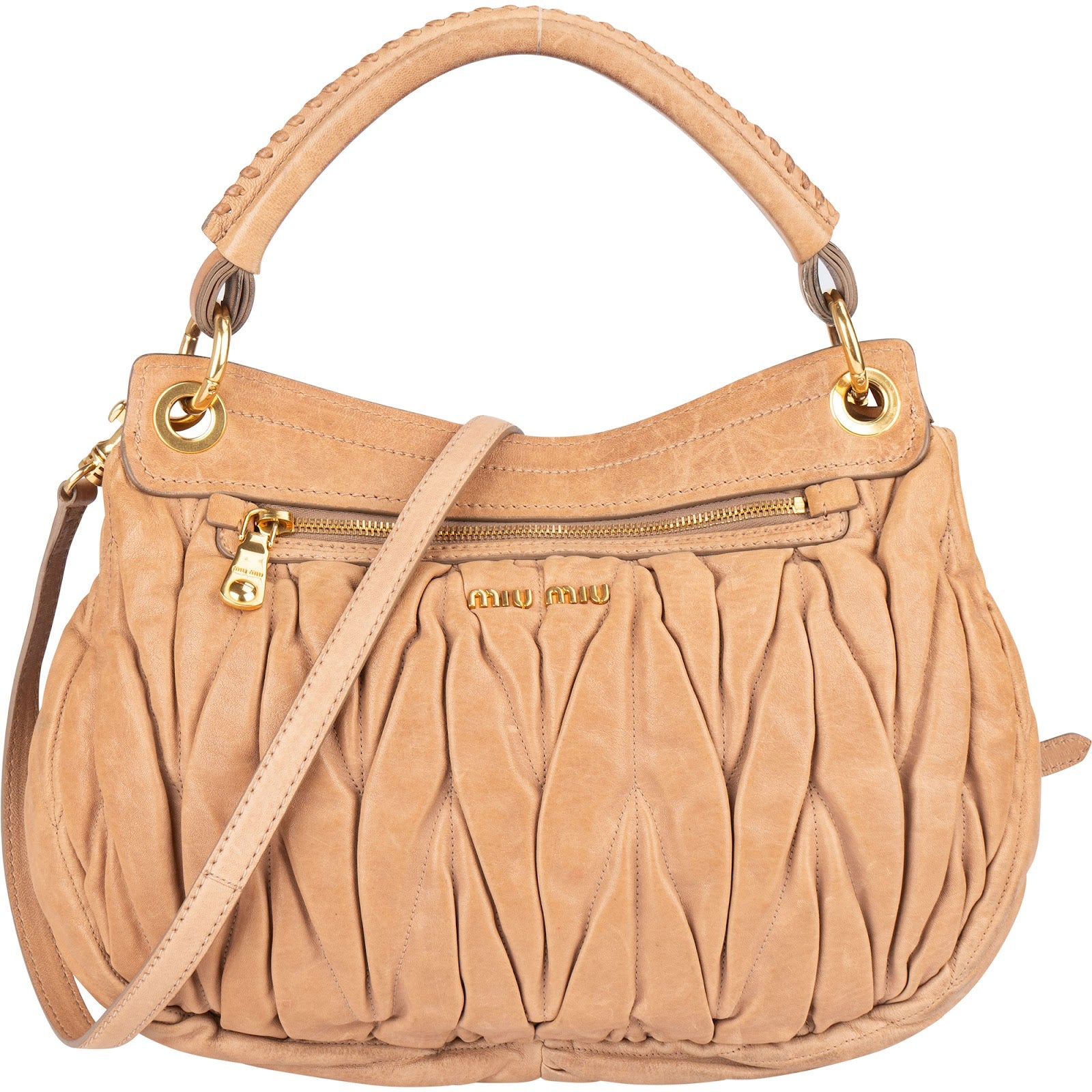 Miu Miu Matelassé Nappa Leather Hobo Handbag - vintageandkickz