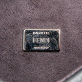 Fendi Leather Mini Baguette Double Flap Plexi Studs Crossbody Bag