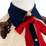 Gucci Tricolor Silk Embroided Bee Longsleeve Blouse (IT40)