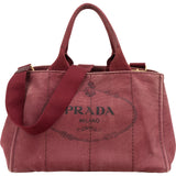 Prada Bordeaux Canvas Canapa Tote Handbag