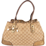 Gucci Monogram GG Metallic Leather Princy Tote Shoulder Bag