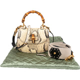 Gucci Multicolor Python Leather Bamboo 1947 Mini Top Handle Handbag