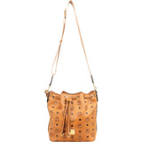 MCM Monogram Visetos Aren Drawstring Bucket Crossbody Shoulder Bag