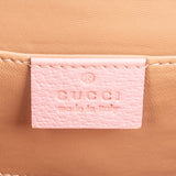 Gucci Pink Leather Glitter Embossed Fruits Small Padlock Crossbody Bag