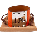 Hermès Silver Tone Orange Leather Kelly Dog Extreme Orange PHW Bracelet
