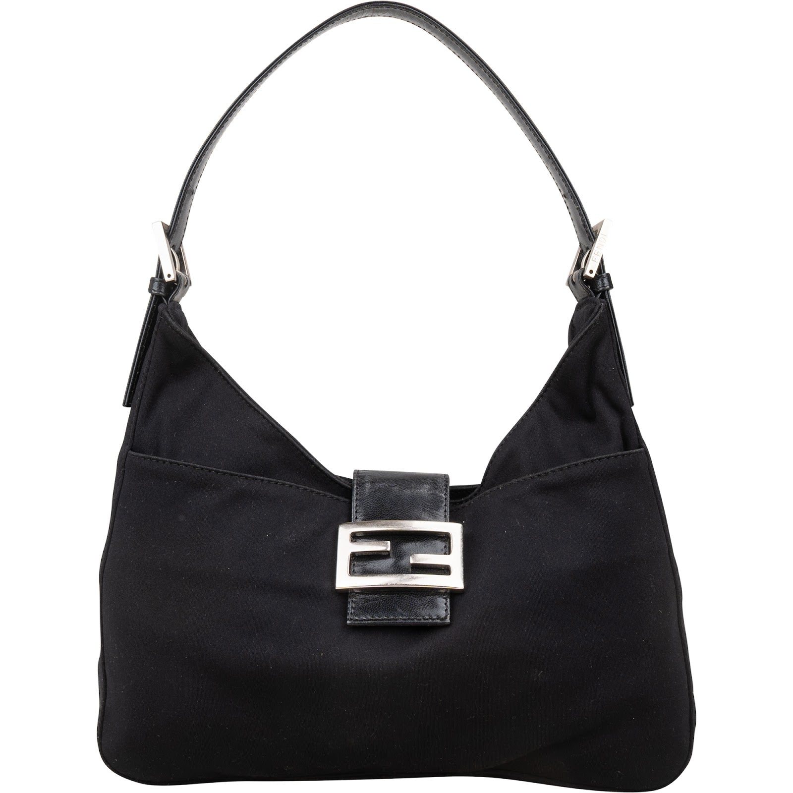 Fendi Black Jersey Mama Baguette Shoulder Bag - vintageandkickz