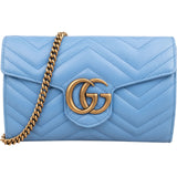 Gucci Chevron Matelassé Leather GG Marmont Wallet On Chain Crossbody Bag