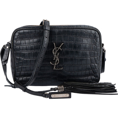 Saint Laurent Croc-Embossed Leather Lou Camera Crossbody Bag