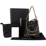 Chanel 22 Stitching Lambskin Small Drawstring Bag Handbag - vintageandkickz