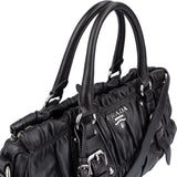 Prada Black Nappa Leather Gaufre Satchel Handbag