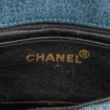 Chanel Iconic Quilted Denim 24K Gold Single Flap Runaway Shoulder Bag
