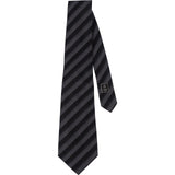 Chanel Striped Emblem Silk Tie Krawatte