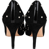 Chanel Black Patent Leather Suede Pearl Embellished CC Cap Toe Pumps (35,5)