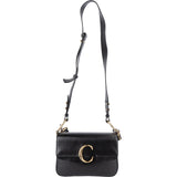 Chloé Black Leather and Suede C Crossbody Bag