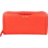 Prada Saffiano Leather Bow Zip Around Wallet