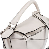 Loewe White Leather Puzzle Large Shoulder Bag