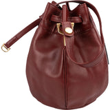Cartier Bordeaux Leather Must de Cartier Round Bucket Drawstring Crossbody Bag