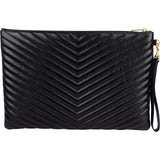 Saint Laurent Quilted Leather Large Monogram Clutch