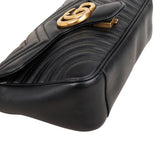 Gucci Chevron Matelassé Leather GG Marmont Medium Crossbody Bag