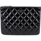 Chanel Quilted Patent Leather CC Clutch