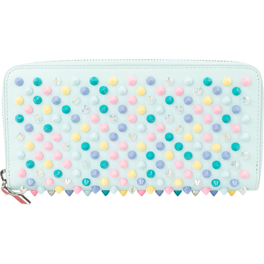 Christian Louboutin Blue Leather Multicolor Panettone Studded Wallet
