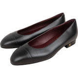 Chanel Black Leather Cap Toe Uniform Ballerina Heel Flats (35,5)