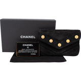 Chanel Suede Quilted Chevron Button Envelope Pouch