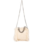 Stella McCartney Faux Fur Knitted Falabella Fold Over Tote Crossbody Handbag