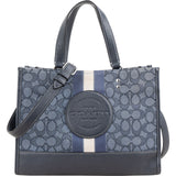 Coach Monogram Signature Chambray Field Tote 30 Stripe Handbag
