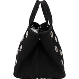 Prada Triangle Perforated Grommet Canapa Handbag