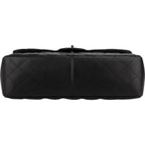 Chanel Quilted Lambskin Palladium Jumbo Double Flap Crossbody Bag