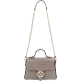 Gucci Taupe Grained Leather Interlocking GG Top Handle Handbag