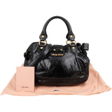 Miu Miu Vitello Shine Leather Bow Bauletto Handbag