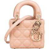 Christian Dior Quilted Lambskin Mini Lady Dior Crossbody Handbag