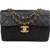 Chanel Quilted Lambskin 24K Gold Jumbo Single Flap Crossbody Bag