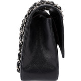 Chanel Quilted Caviar Leather Palladium Jumbo Double Flap Crossbody Bag