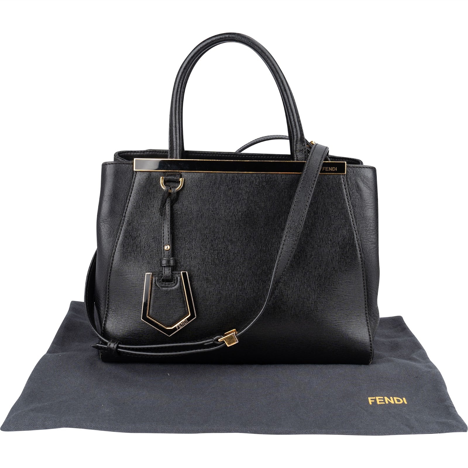 Fendi Black Leather 2Jours Handbag - vintageandkickz