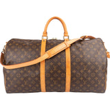 Louis Vuitton Monogram Canvas Keepall 55 Bandoulière Travel Bag
