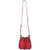 Valentino Garavani Red Leather Rockstud Bucket Crossbody Bag