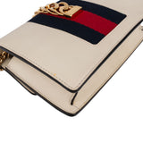 Gucci Leather Sylvie Mini Web Stripe Chain Crossbody Bag
