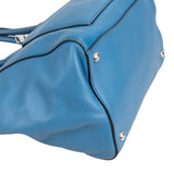Prada Blue Vitello Daino Leather Shopping Luggage Handbag