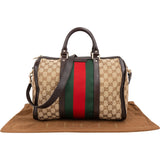 Gucci Monogram GG Canvas Web Boston Handbag