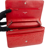 Chanel Camellia Lambskin Leather Wallet on Chain Crossbody Bag