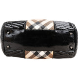 Burberry Quilted Patent Leather Heymarket Check Tote Shoulder Bag