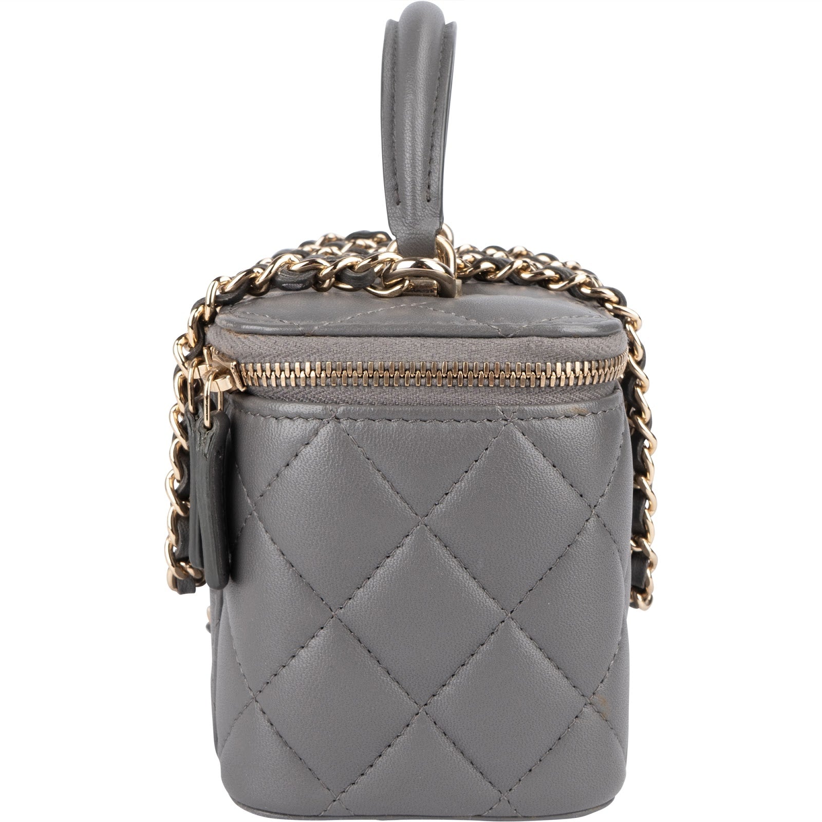 Chanel Quilted Lambskin Top Handle Vanity Case Crossbody Bag - vintageandkickz